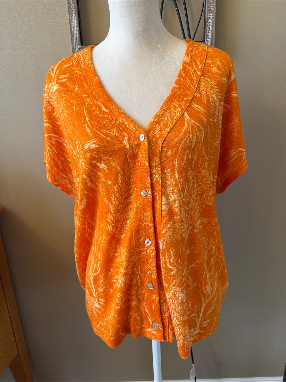 Vibrant Orange Button-Front Women's Top